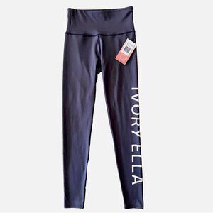 NWT! NEW! IVORY ELLA GREY DARK CHARCOAL GRAY WHITE LOGO LEGGINGS WOMENS SIZE XS